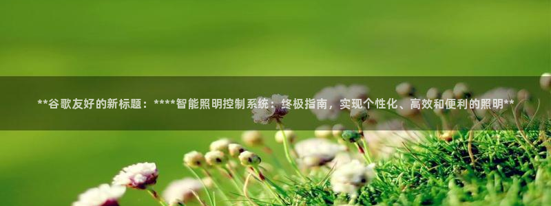 **谷歌友好的新标题：****智能照明控制系统：终极指南，实现个性化、高效和便利的照明**